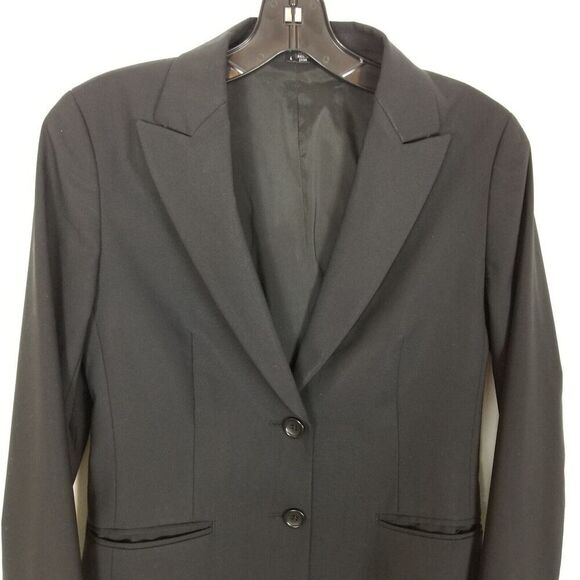 Theory Women stretched Wool Blazer Jacket Size 4 Black Button Up Office Preppy - Picture 2 of 6